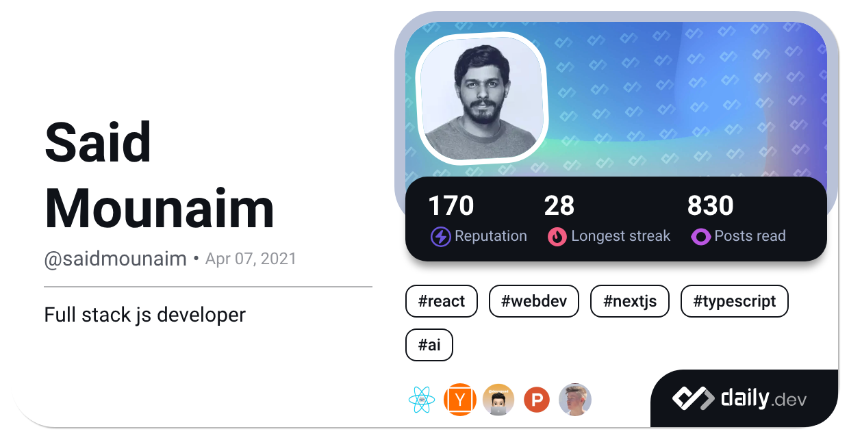 Said Mounaim's Dev Card
