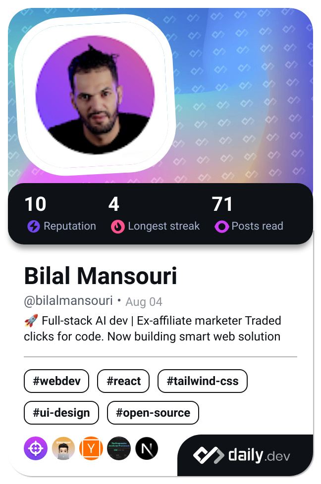 Bilal Mansouri's Dev Card