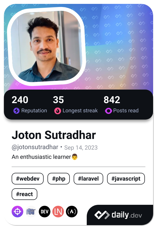 Joton Sutradhar's Dev Card