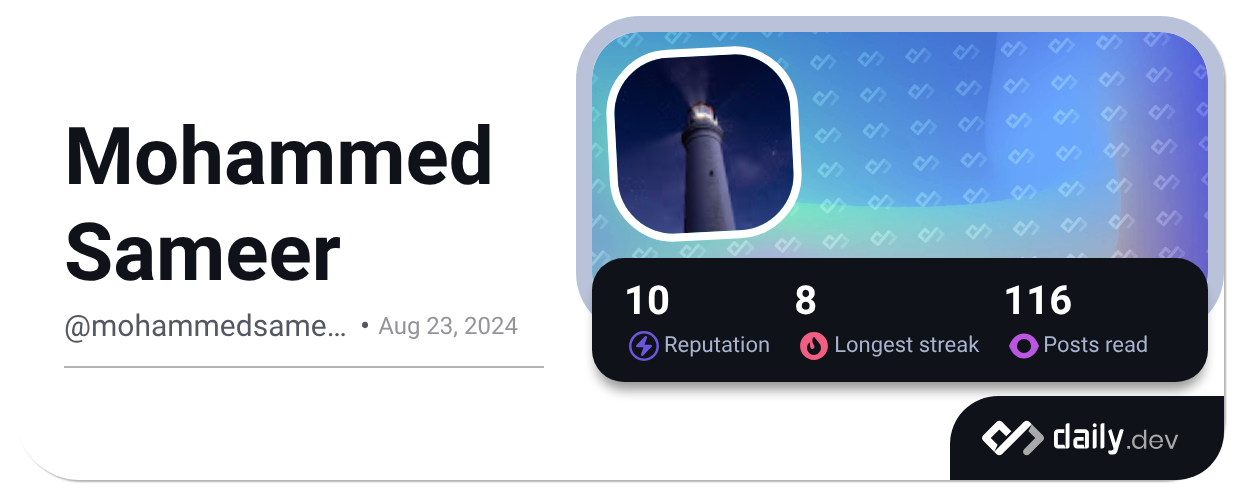 Mohammed Sameer (@mohammedsameer) | daily.dev