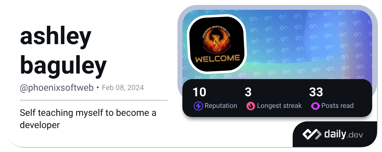 ashley baguley's Dev Card