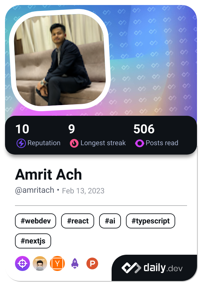 Amrit Ach's Dev Card