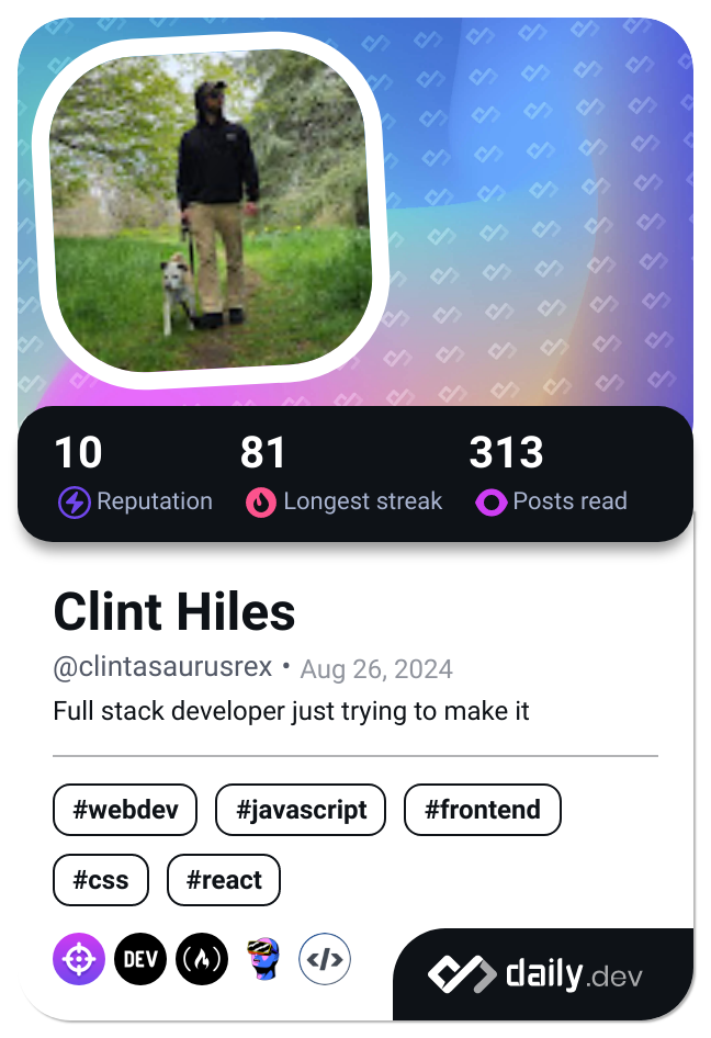 Clint Hiles's Dev Card
