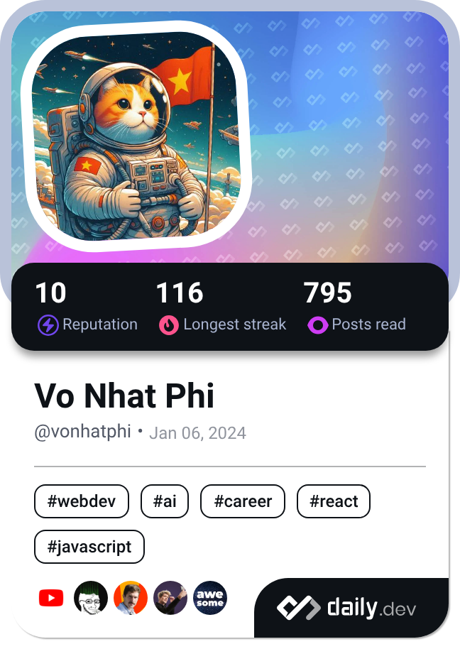 Vo Nhat Phi's Dev Card