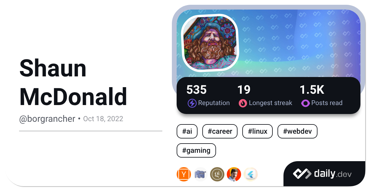 Shaun McDonald's Dev Card