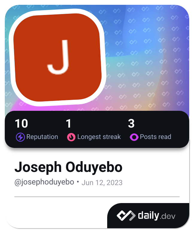Joseph Oduyebo's Dev Card
