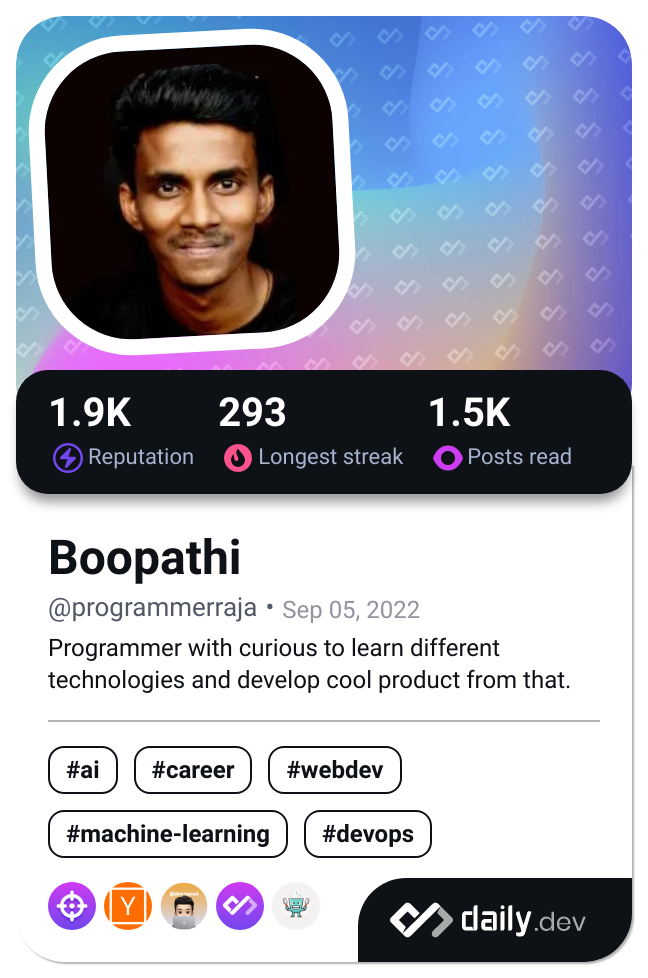 Programmer Raja's Dev Card