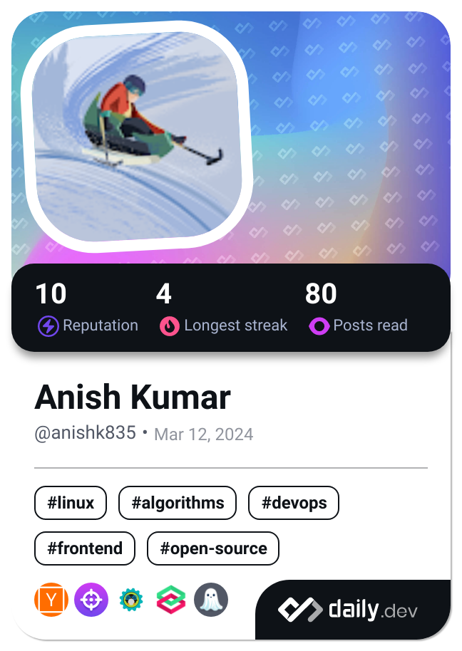 Anish Kumar's Dev Card