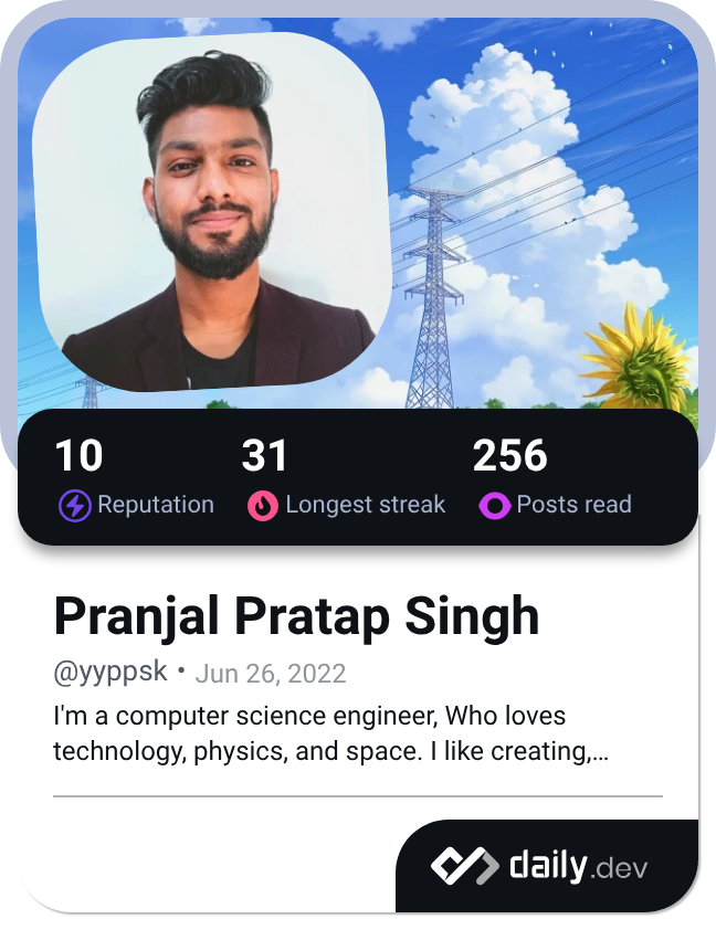 Pranjal Pratap Singh's Dev Card
