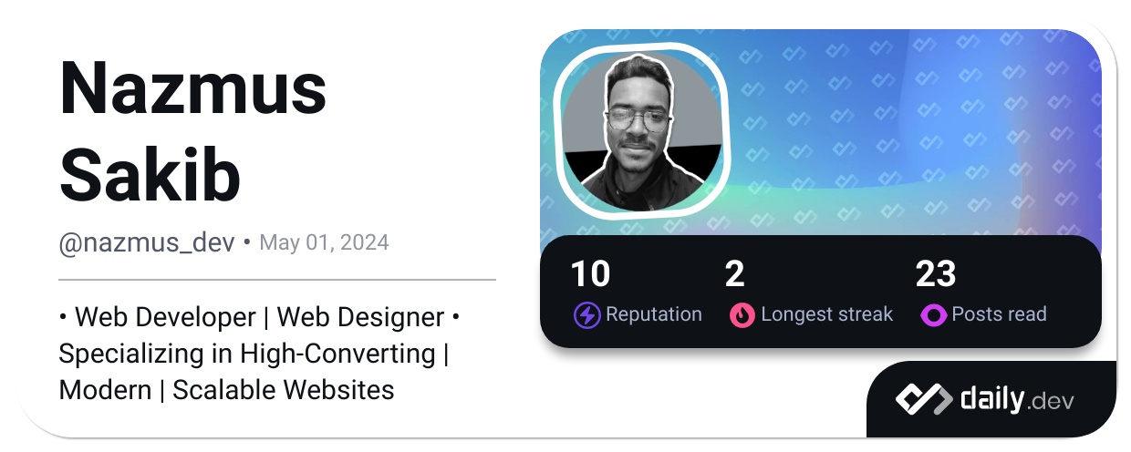 Nazmus Sakib's Dev Card