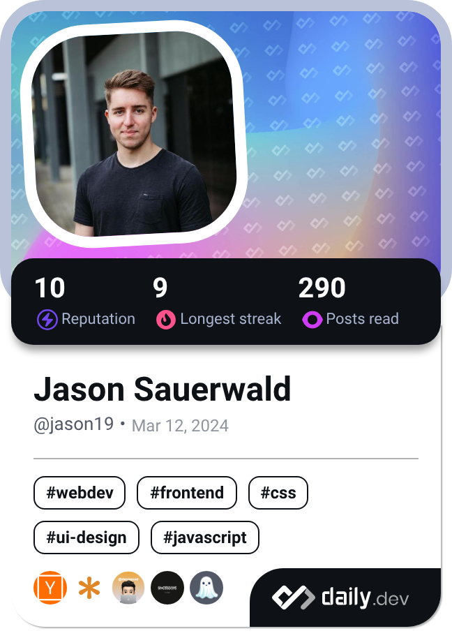 Jason Sauerwald's Dev Card