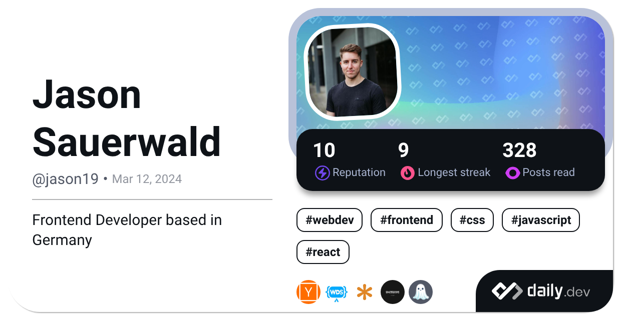Jason Sauerwald's Dev Card