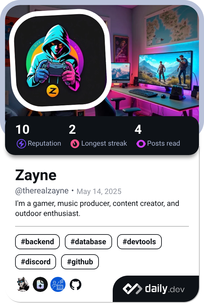 Zayne's Dev Card - Mobile