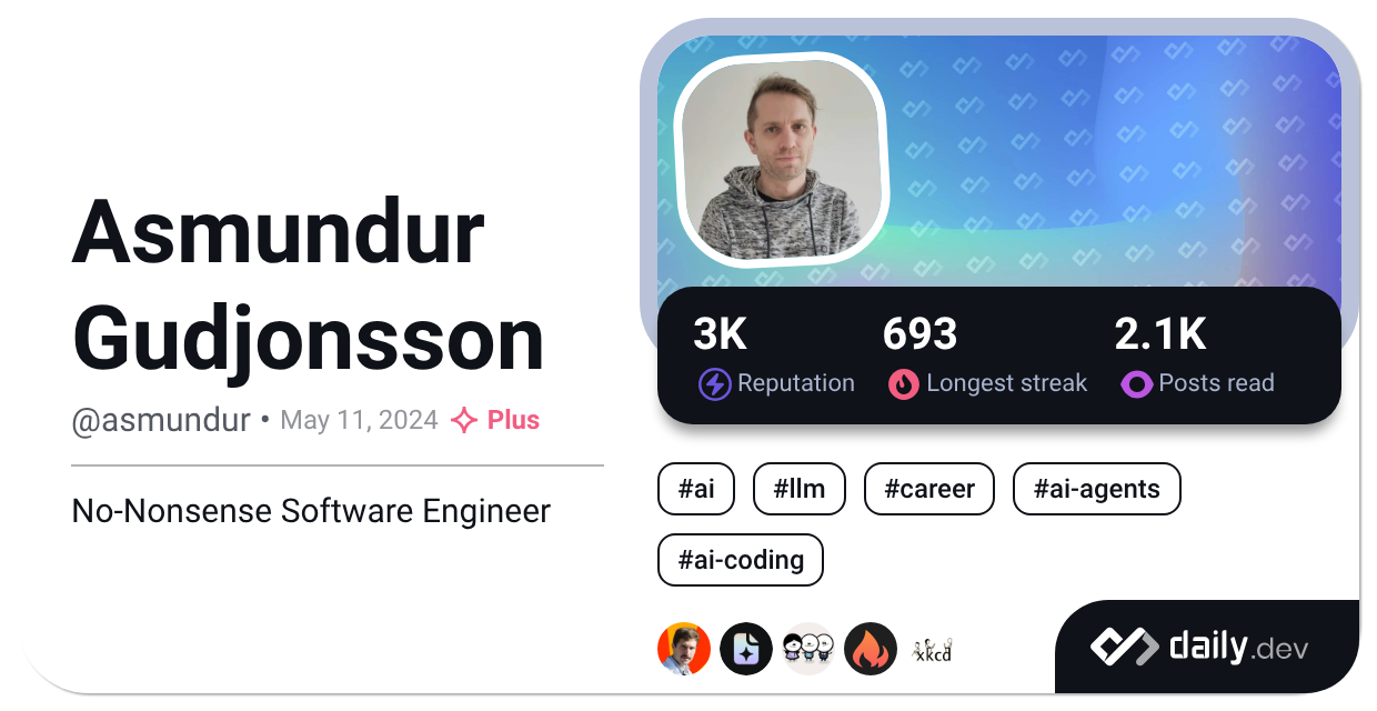 Recent posts by Asmundur Gudjonsson (@asmundur) | daily.dev
