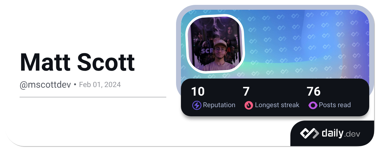 Matt Dev Matt Scott (@mscottdev) | daily.dev