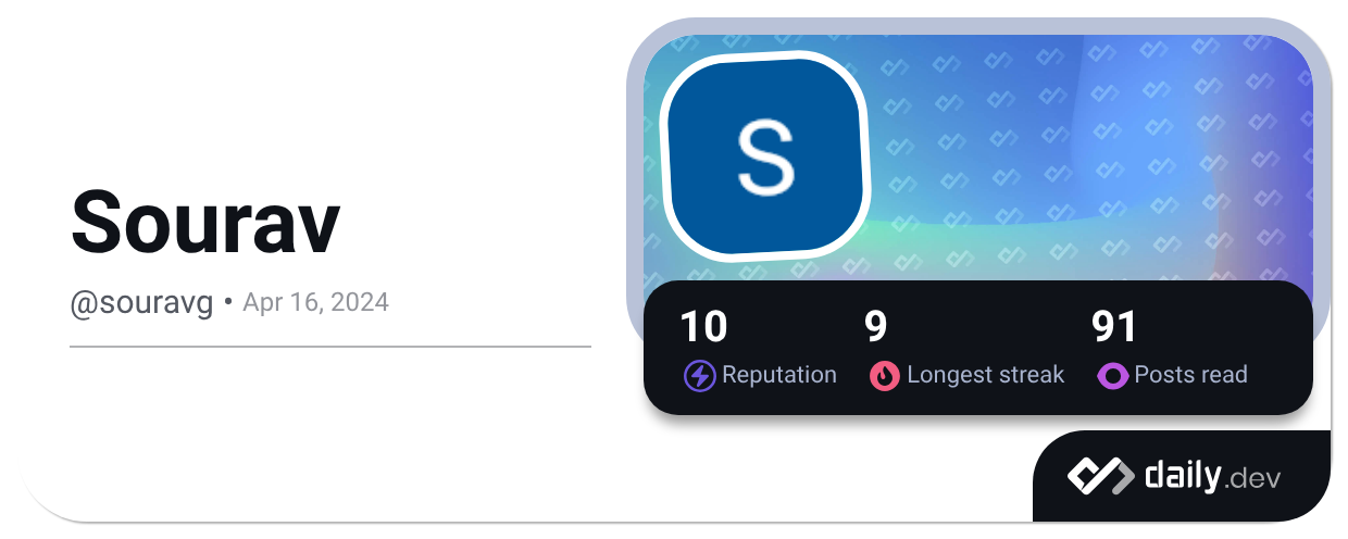Sourav (@souravg) | daily.dev