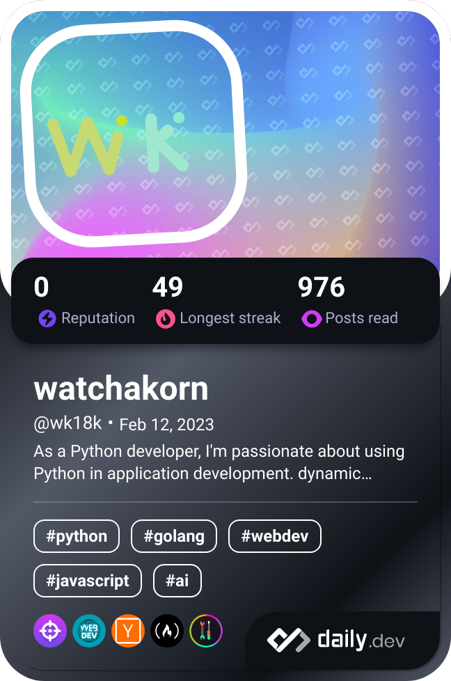 watchakorn's Dev Card