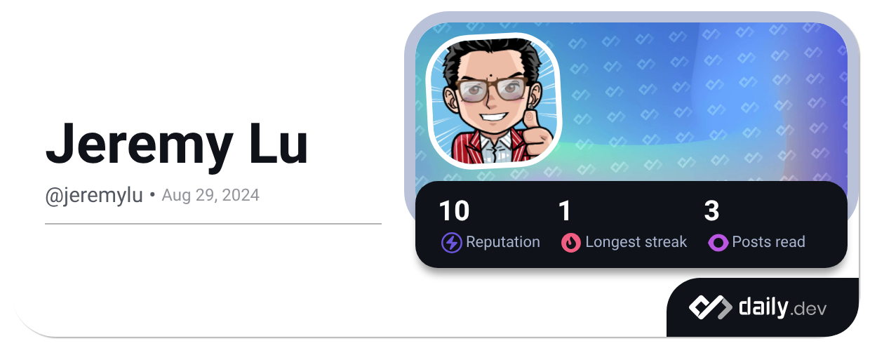 Jeremy Lu (@jeremylu) | daily.dev