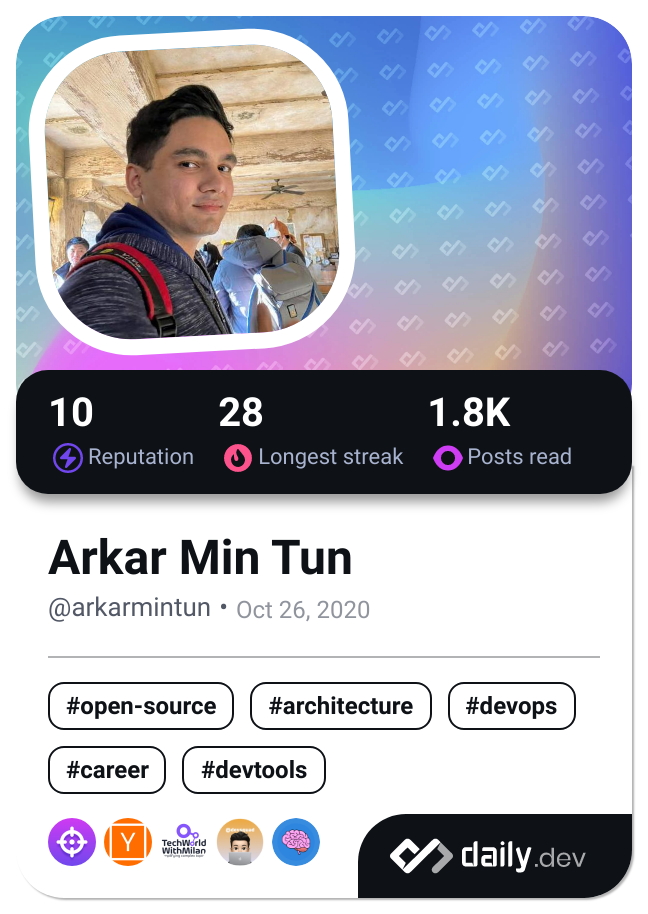 Arkar Min Tun's Dev Card