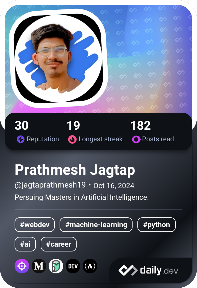 Prathmesh Jagtap's Dev Card