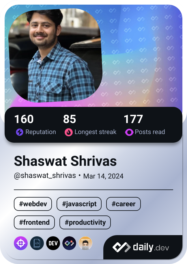 Shaswat Shrivas's Dev Card