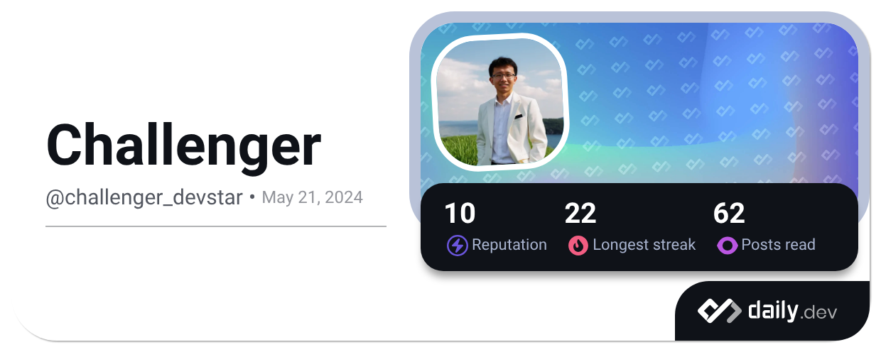 Challenger (@challenger_devstar) | daily.dev