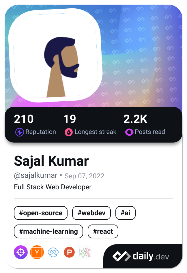 Sajal Kumar's Dev Card
