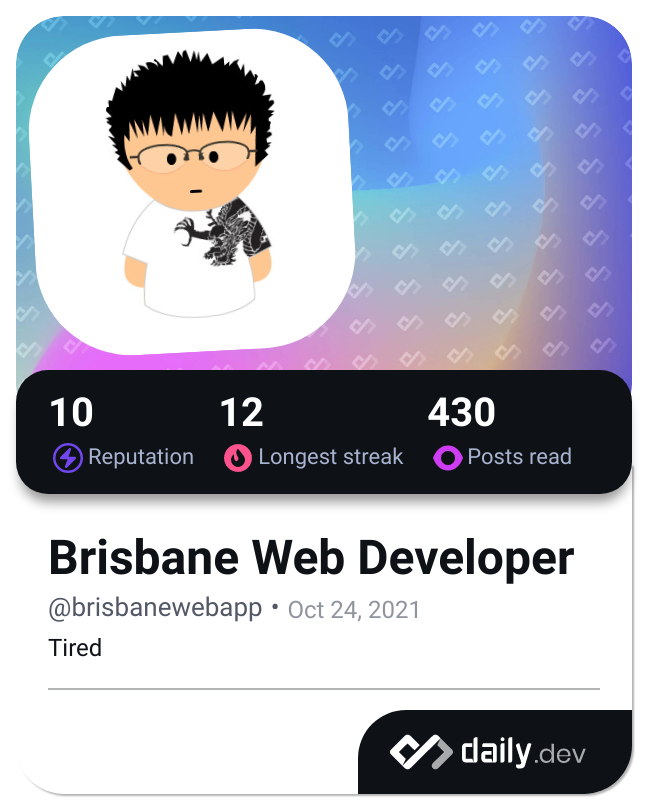 Brisbane Web Developer's Dev Card