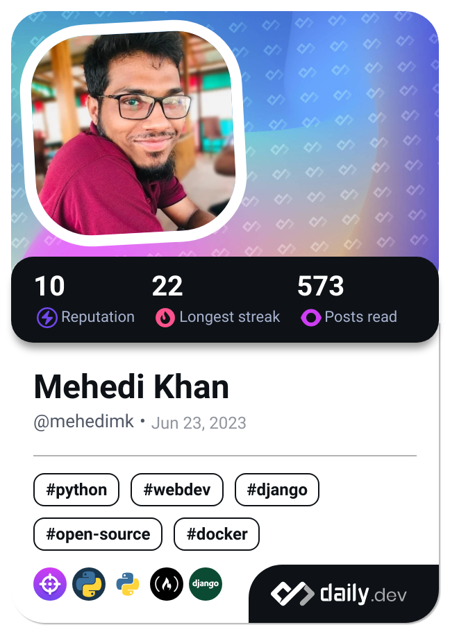 Mehedi Khan's Dev Card