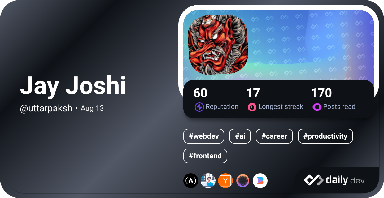 Jay Joshi's Dev Card