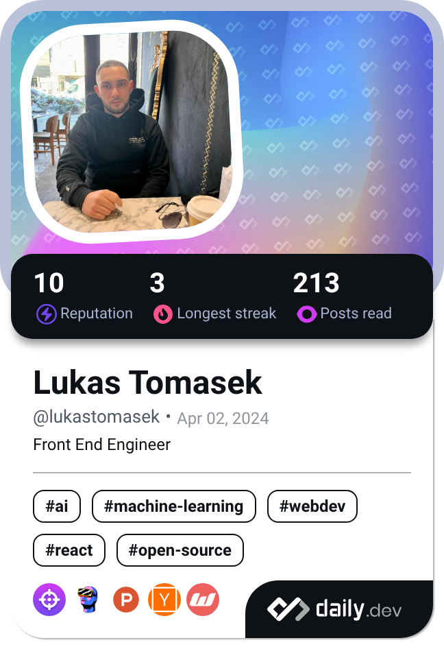 Lukas Tomasek's Dev Card