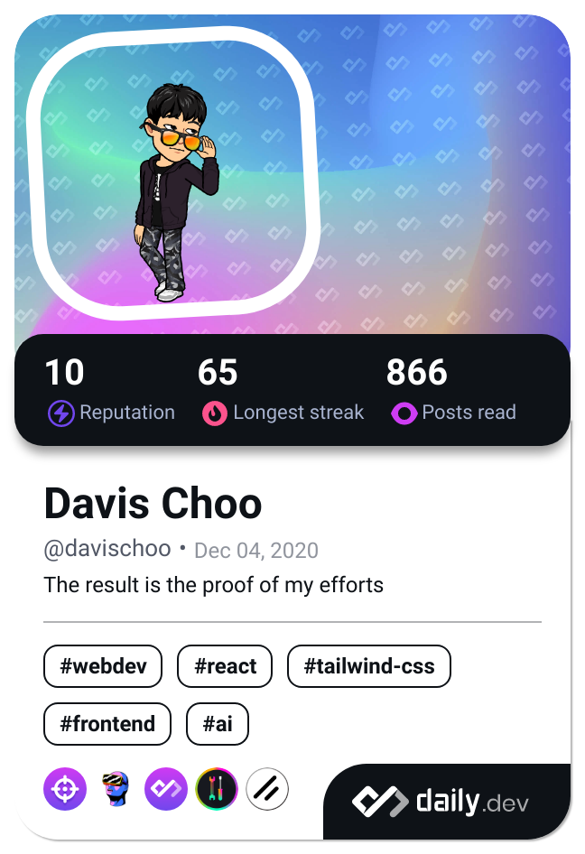 Davis Choo's Dev Card