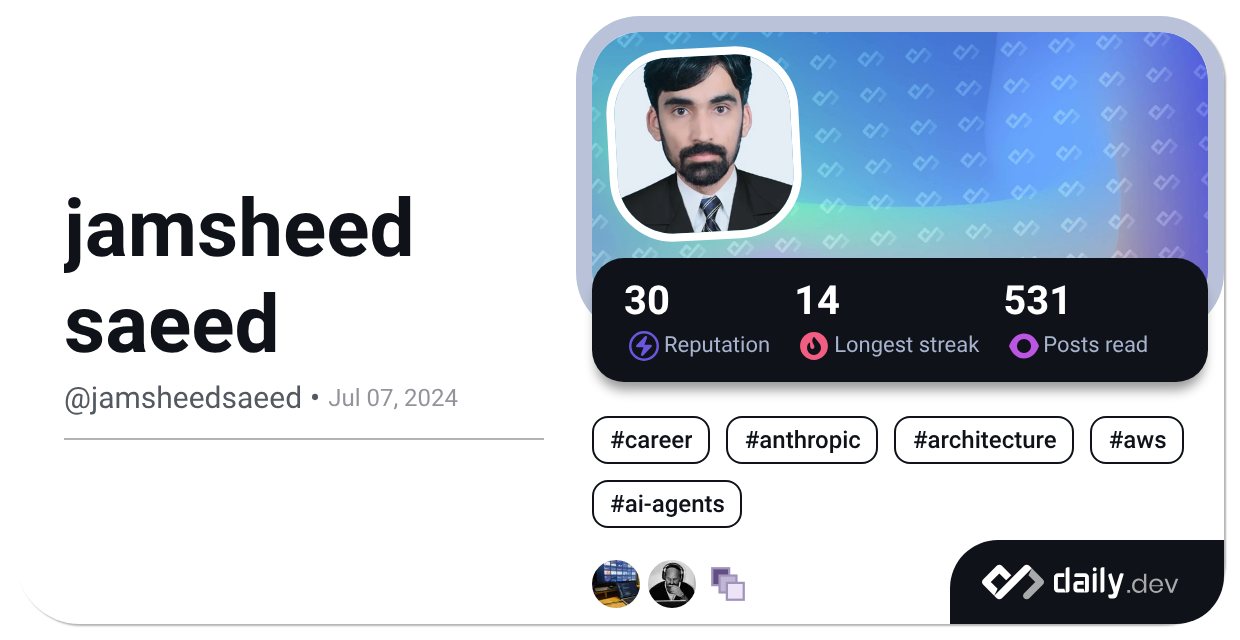 Jamsheed Ac jamsheed saeed (@jamsheedsaeed) | daily.dev