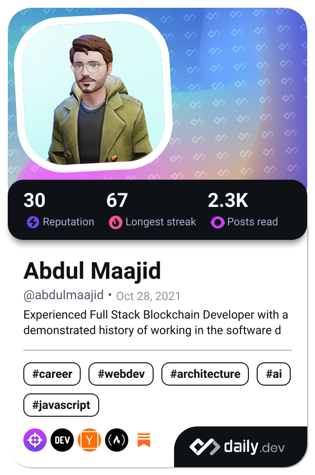 Abdul Maajid's Dev Card