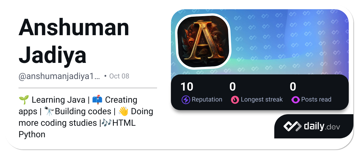 Anshuman Jadiya's Dev Card