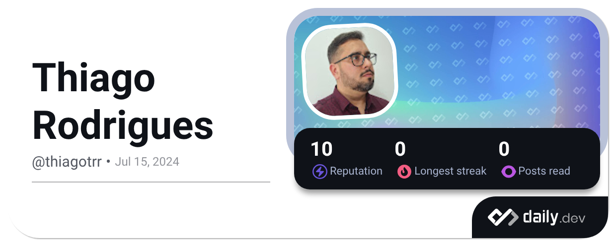 Thiago Rodrigues (@thiagotrr) | daily.dev
