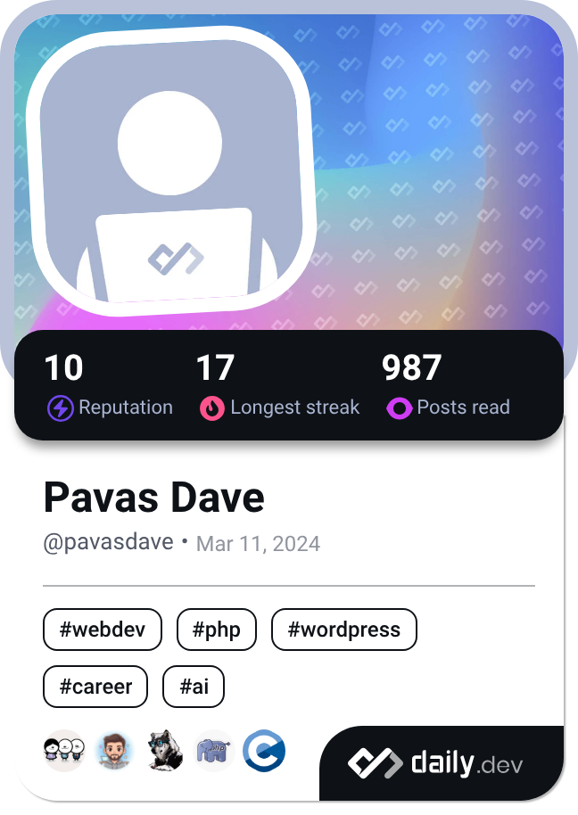 Pavas Dave's Dev Card