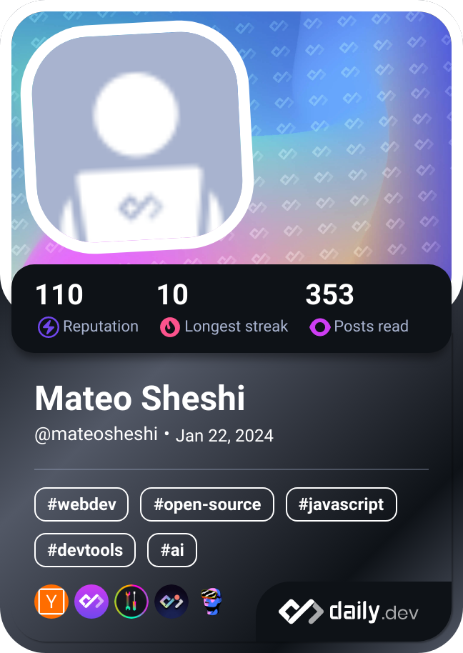 Mateo Sheshi's Dev Card