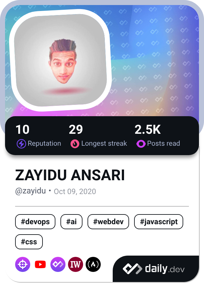 ZAYIDU ANSARI's Dev Card