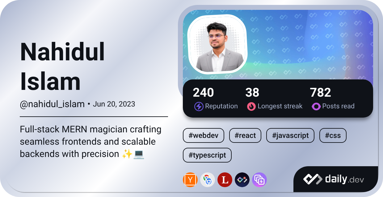 Nahidul Islam (@nahidul_islam) | daily.dev