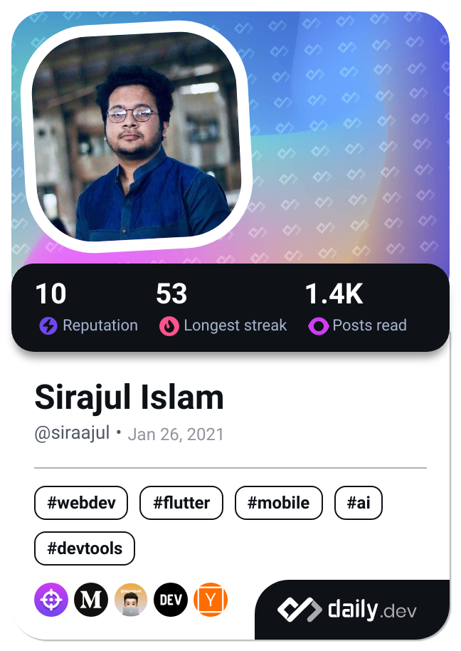 Sirajul Islam's Dev Card