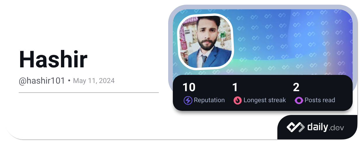Hashir (@hashir101) | daily.dev