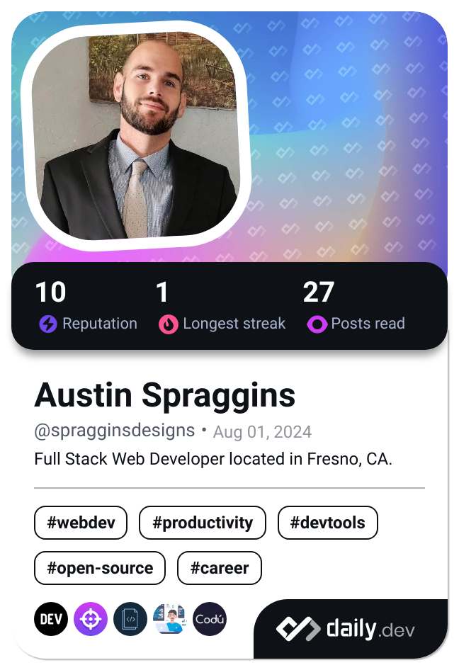 Austin Spraggins's Dev Card