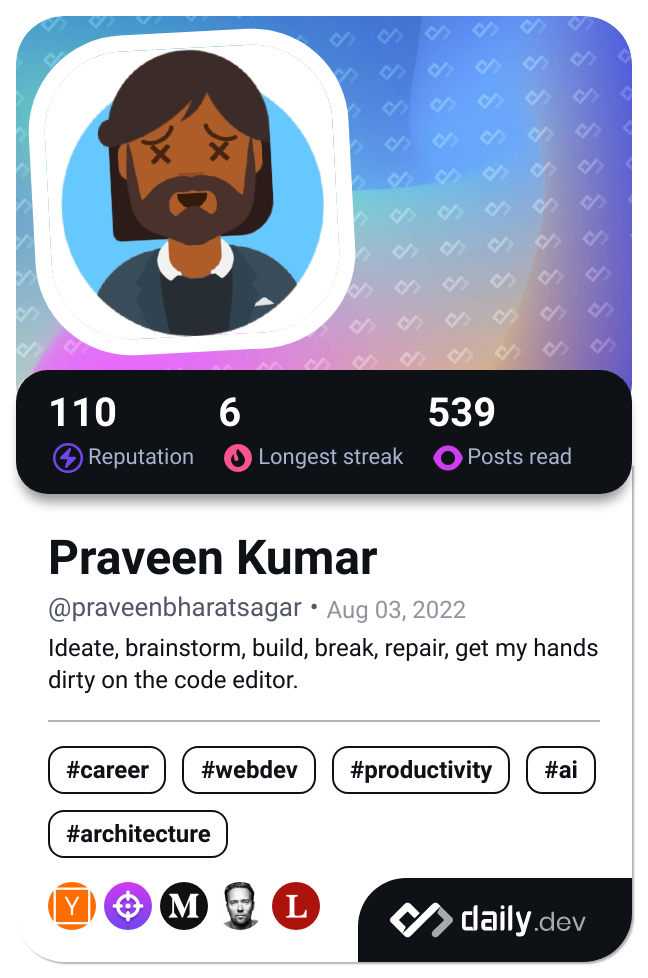 Praveen Kumar's Dev Card