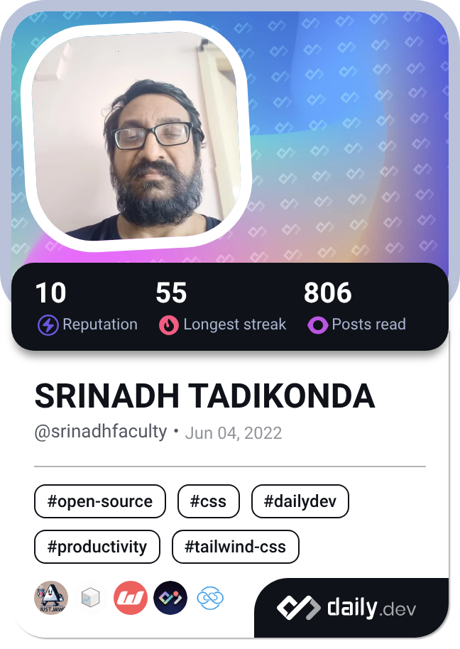 SRINADH TADIKONDA's Dev Card