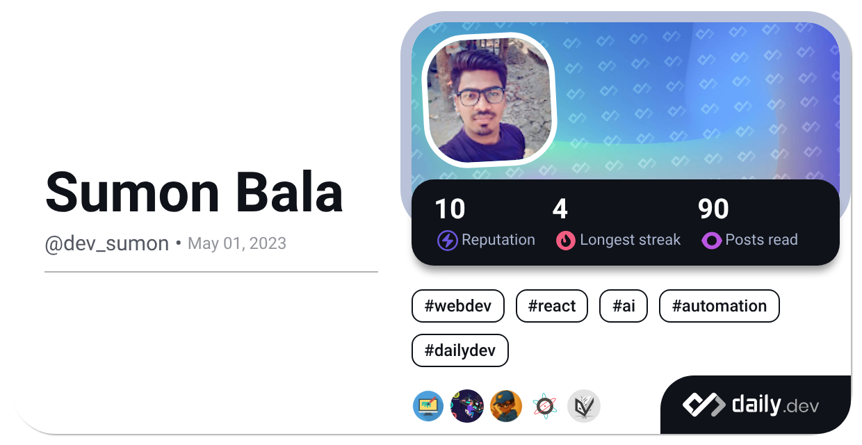 Sumon Bala (@dev_sumon) | daily.dev