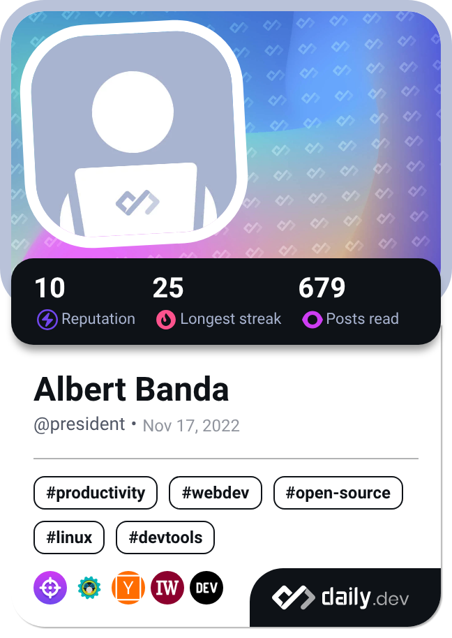 Albert Banda's Dev Card