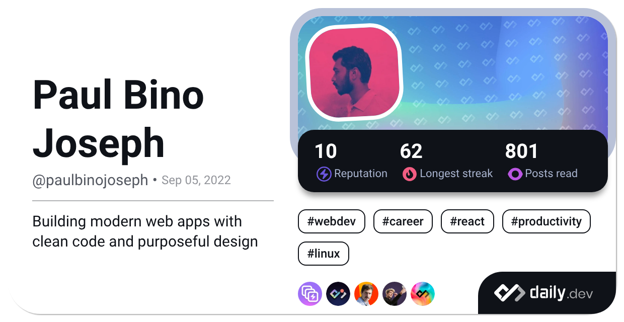Paul Bino Joseph's Dev Card