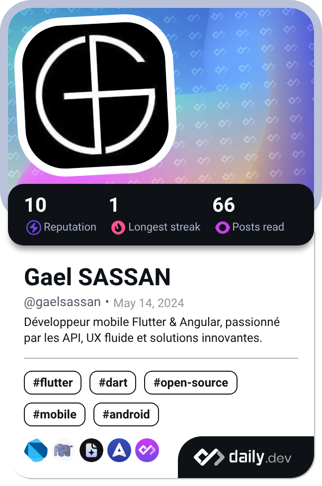 Gael SASSAN's Dev Card