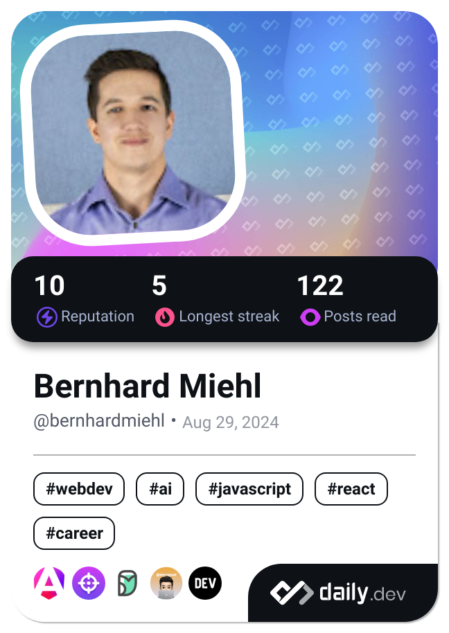 Bernhard Miehl's Dev Card